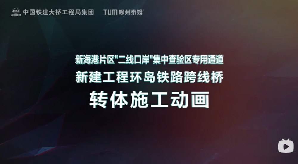 新海港片區(qū)“二線口岸”集中查驗區(qū)專用通道新建工程環(huán)島鐵路跨線橋 轉(zhuǎn)體施工動畫